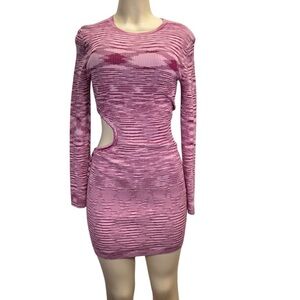 COTTON CANDY LA. Pink Ribbed Ruched Bodycon Mini Dress